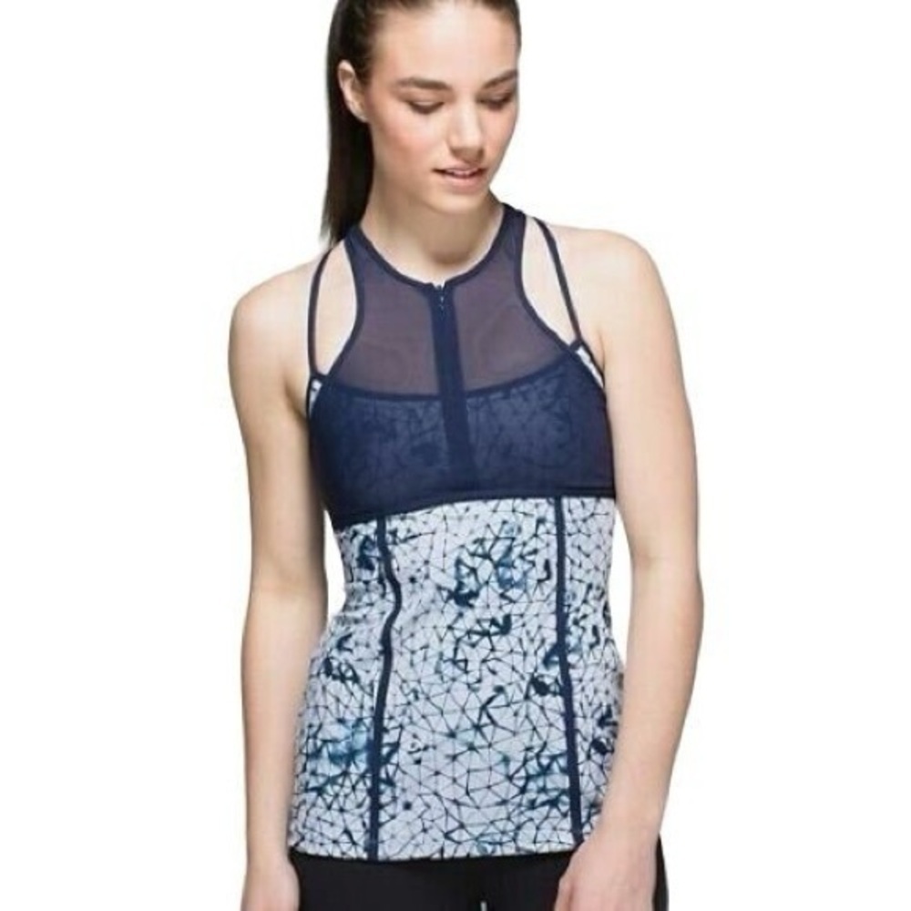 Lululemon Pedal Pace Tank Deep Navy Tie Dye Bike Tank Y2K Rare Womens Size 6